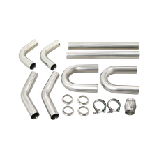 Universal Stainless Piping Kit 2.5" 8 pcs 90 U Exhaust Flex Pipe Vband Universal Stainless Piping Kit 2.5" 8 pcs 90 U Exhaust Flex Pipe Vband