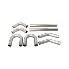 Universal Stainless Piping Kit 2.5" 8 pcs Exhaust Straight 45 90 U Pipe