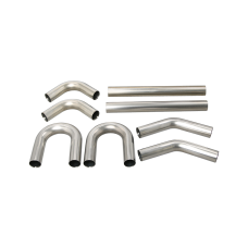Universal Stainless Piping Kit 2.5" 8 pcs Exhaust Straight 45 90 U Pipe Universal Stainless Piping Kit 2.5" 8 pcs Exhaust Straight 45 90 U Pipe