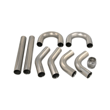 Universal Stainless Piping Tube  Kit 3" 8 pcs 45 90 + Exhaust Flex Pipe