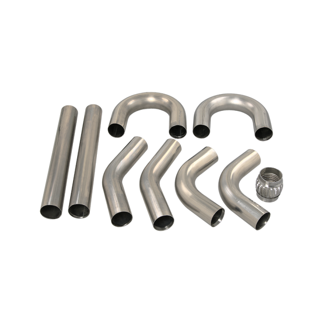 Universal Stainless Piping Tube Kit 3" 8 pcs 45 90 + Exhaust Flex Pipe