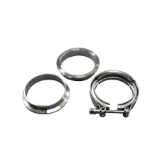 2.5" V-Band Clamp + 2.5" I.D. Flanges Male/Female (2 Flanges) , 304 Stainless Steel , CNC Billet Flange