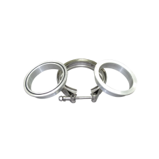 3.5" Stainless Steel V-Band Clamp + 3.5" I.D. Aluminum Flanges (2 Flanges) with O-ring seal For Turbo Intercooler Piping Tube