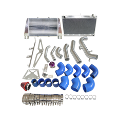 Intercooler + Radiator + Turbo Intake Pipe Tube Filter BOV Kit For Z31 300ZX VG30ET V-Mount