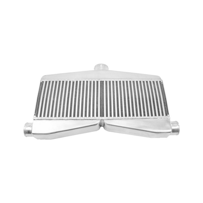 Universal 2 in 1 out Twin Turbo Aluminum Intercooler 24"x7"x3.5" Core Size