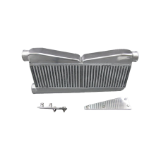 Twin Turbo 27"x12.5"x3.5" Aluminum Intercooler + Brackets For 79-93 Ford Mustang Camaro