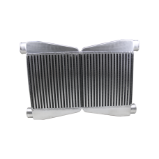 Dual Core Twin Turbo Aluminum Intercooler 3.5" Thickness 2.5" Inlet & Outlet 