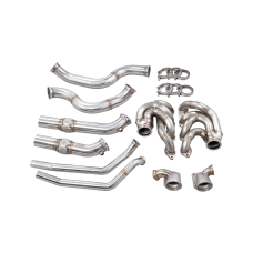 Twin Turbo Manifold Header Downpipe Kit For 60-66 Chevy C10 Truck BBC Big Block 402 454