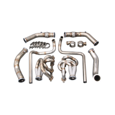 Twin Turbo Manifold Headers Downpipe Kit for 94-04 Chevrolet S-10 S10 Truck LS1