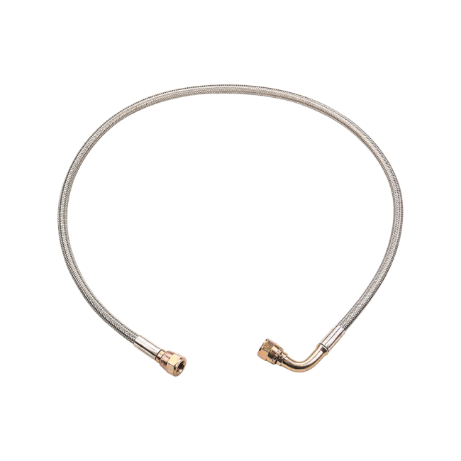 4AN Turbo Oil Feed Line 24 Inch Length Stainless Steel Braided AN4 90 Degree Straight Hose End Pressure Remote Turbocharger Oil Drain Return Line