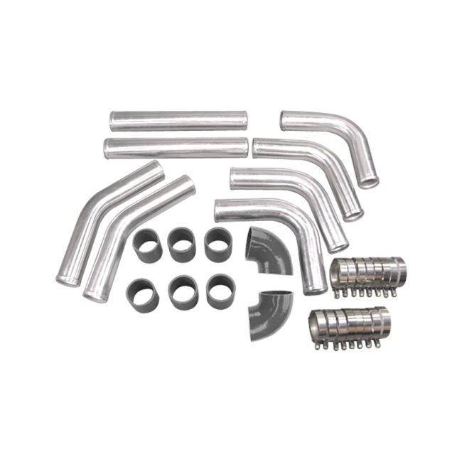 Universal 2.5" Aluminum Turbo Intercooler Piping Pipe Kits +Silicone +Clamp