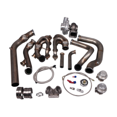 T76 Turbo Header Manifold Downpipe Kit For 79-93 Ford Mustang LS1 LSx Swap