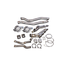 Twin Turbo Manifold Downpipe Kit for 86-92 Supra MK3 LS1 T56 Swap GT35