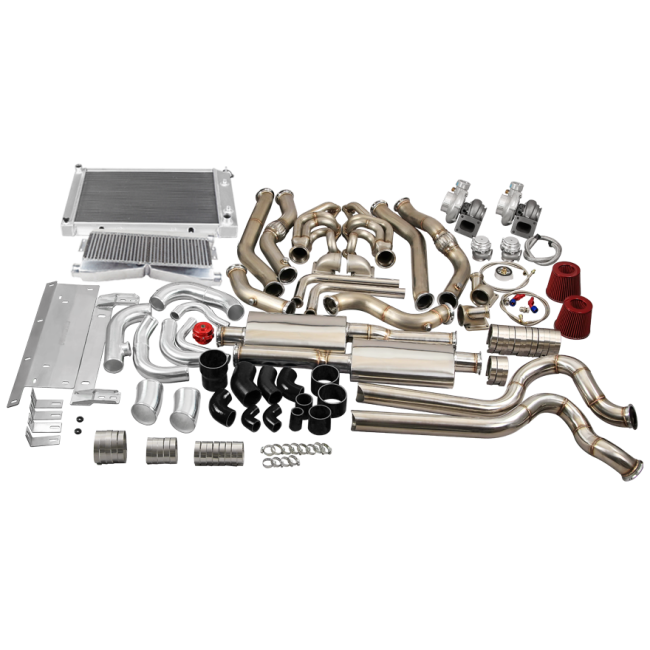Twin Turbo Kit Intercooler Catback Exhaust Radiator For 6872 Chevelle SBC
