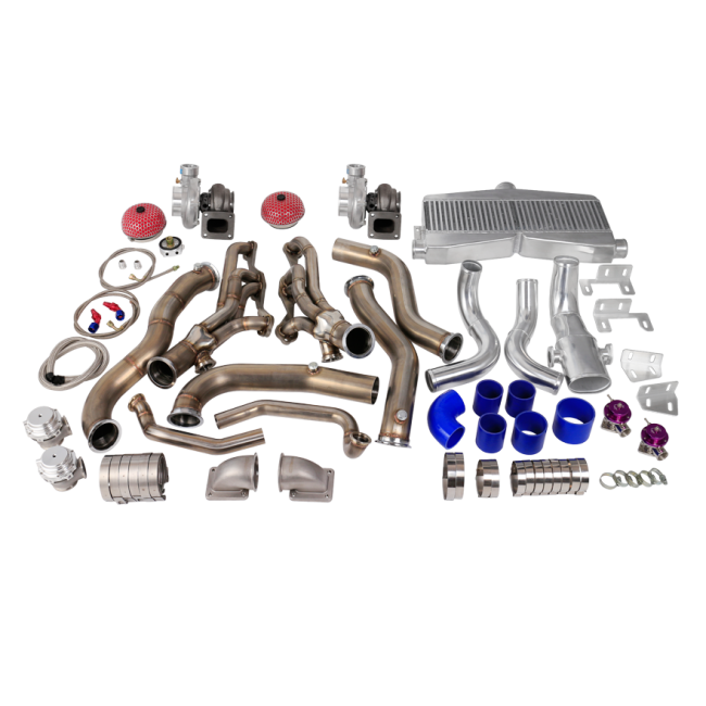 Twin Turbo Header Manifold Downpipe Intercooler Kit For 8292 Camaro SBC