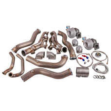 Twin Turbo Header Manifold Downpipe Kit For 82-92 Camaro SBC Small Block