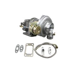 T3 .48 AR 8PSI Turbo Charger 2.5" Vband .60 AR Compressor + Oil Line Kit