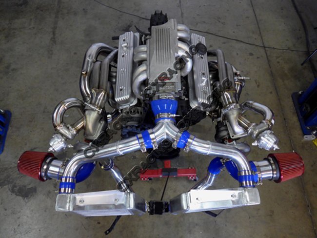 Small Block SBC Twin Turbo Headers / Manifolds + Turbo Elbow Adapters For 3rd...