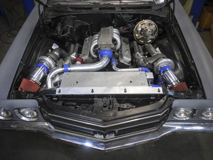 Twin Turbo Header Kit GT35 For 6872 Chevrolet Chevelle SBC Small Block